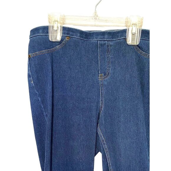 Blue Denim Jeggings Medium Wash Faux Front Pockets Pull On Women’s Size Medium - Picture 2 of 8